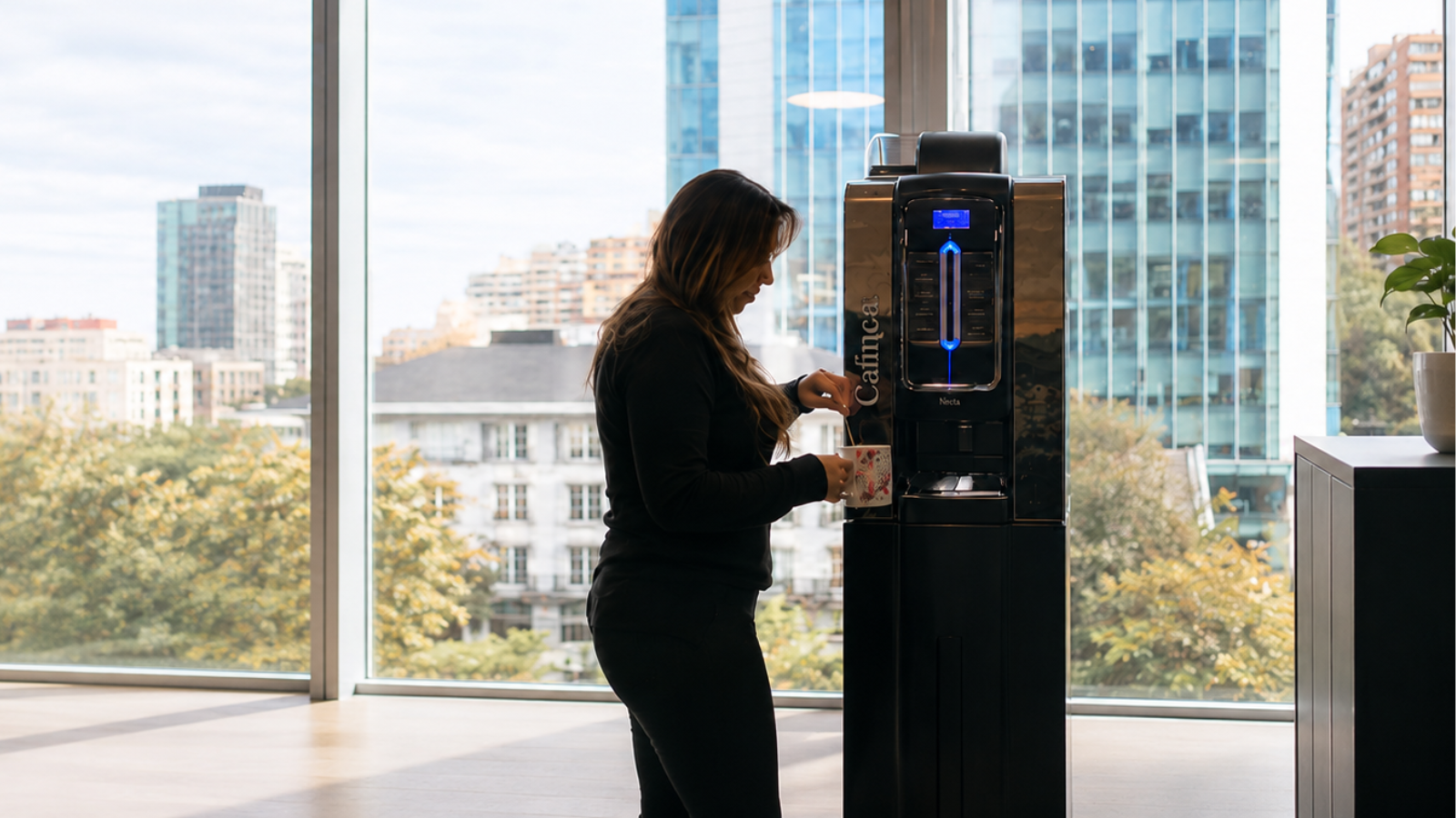 Máquina de café de Cafinca en una oficina corporativa de más de 100 personas.
